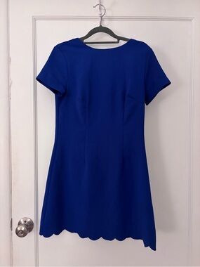 dee elle Scallop-Hem Short Sleeve Dress - Cobalt Blue